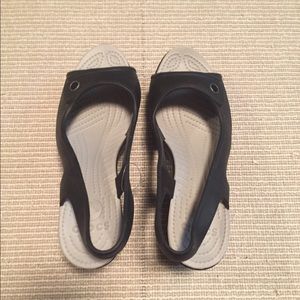 Black crocs wedges only slightly used